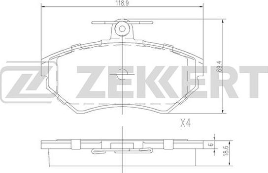 Zekkert BS-2387 - Brake Pad Set, disc brake car-mod.net