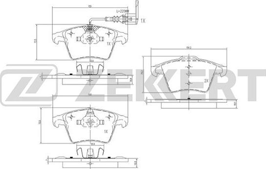 Zekkert BS-2797 - Brake Pad Set, disc brake car-mod.net