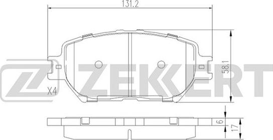 Zekkert BS-2706 - Brake Pad Set, disc brake car-mod.net