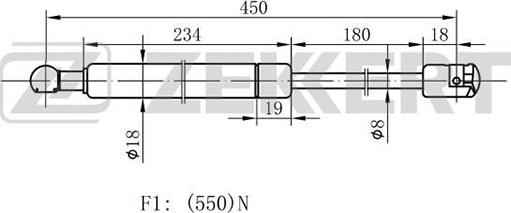 Zekkert GF-1912 - Gas Spring, boot, cargo area car-mod.net