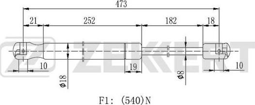 Zekkert GF-1920 - Gas Spring, boot, cargo area car-mod.net