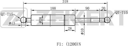 Zekkert GF-1696 - Gas Spring, boot, cargo area car-mod.net