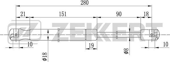 Zekkert GF-1050 - Gas Spring, boot, cargo area car-mod.net