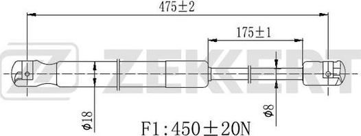 Zekkert GF-2443 - Gas Spring, boot, cargo area car-mod.net