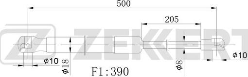 Zekkert GF-2527 - Gas Spring, boot, cargo area car-mod.net