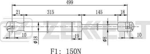 Zekkert GF-2030 - Gas Spring, rear windscreen car-mod.net