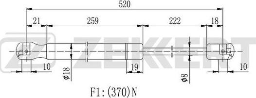 Zekkert GF2111 - Gas Spring, boot, cargo area car-mod.net