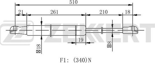 Zekkert GF-2390 - Gas Spring, boot, cargo area car-mod.net