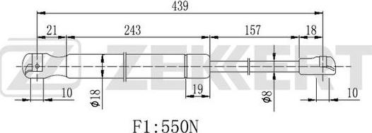 Zekkert GF-2255 - Gas Spring, boot, cargo area car-mod.net
