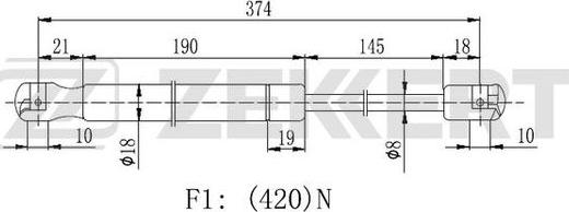 Zekkert GF-2264 - Gas Spring, boot, cargo area car-mod.net