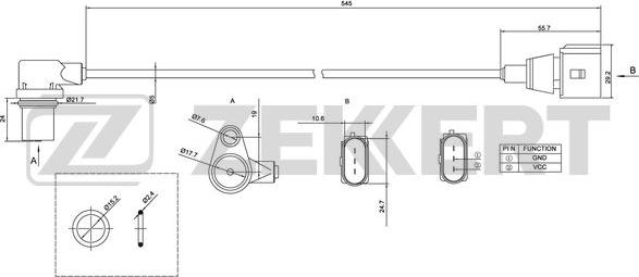 Zekkert SE-4001 - Crankshaft position sensor, RPM car-mod.net