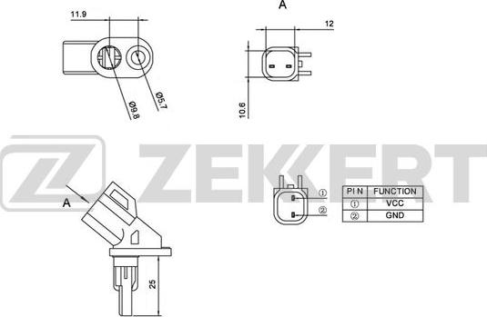 Zekkert SE-6056 - ABS sensor, wheel speed car-mod.net