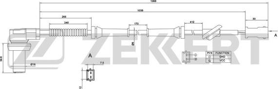 Zekkert SE-6000 - ABS sensor, wheel speed car-mod.net