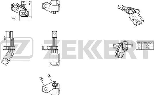 Zekkert SE-6016 - ABS sensor, wheel speed car-mod.net