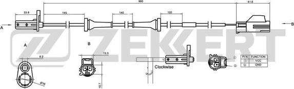 Zekkert SE-6146 - ABS sensor, wheel speed car-mod.net
