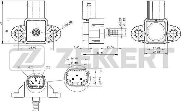 Zekkert SE-1050 - Sensor, intake manifold pressure car-mod.net