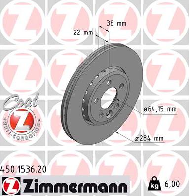 Zimmermann 450.1536.20 - Brake Disc car-mod.net