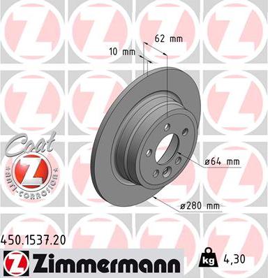 Zimmermann 450.1537.20 - Brake Disc car-mod.net