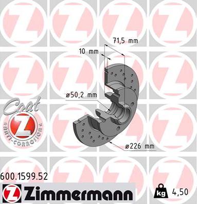 Zimmermann 600.1599.52 - Brake Disc car-mod.net