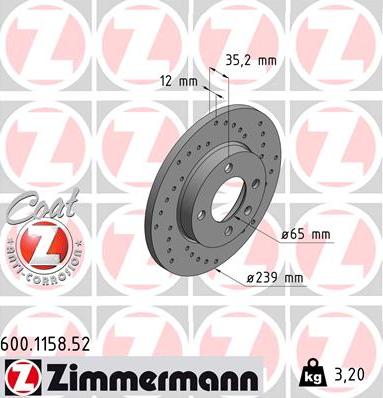 Zimmermann 600.1158.52 - Brake Disc car-mod.net