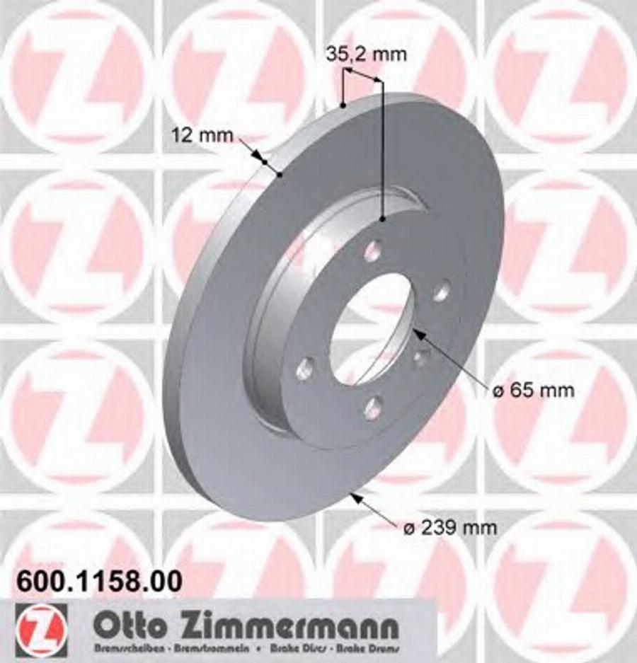 Zimmermann 600 1158 00 - Brake Disc car-mod.net