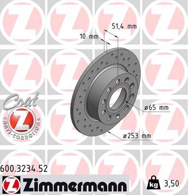 Zimmermann 600.3234.52 - Brake Disc car-mod.net