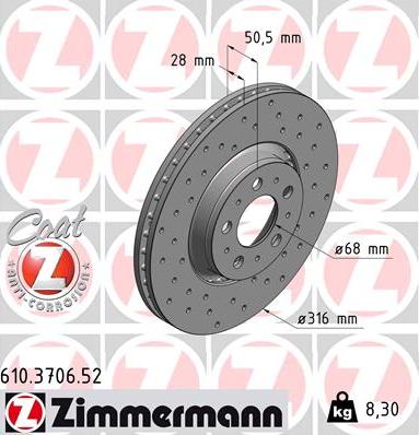 Zimmermann 610.3706.52 - Brake Disc car-mod.net