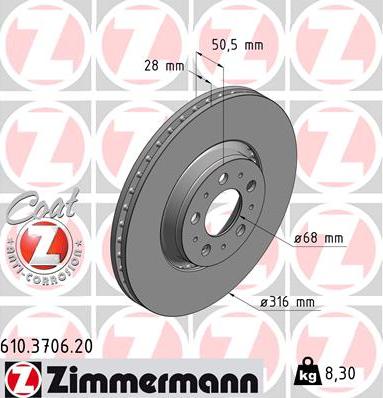 Zimmermann 610.3706.20 - Brake Disc car-mod.net
