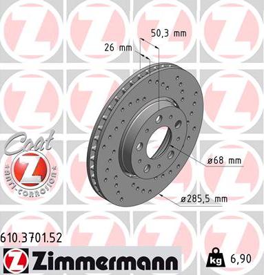 Zimmermann 610.3701.52 - Brake Disc car-mod.net