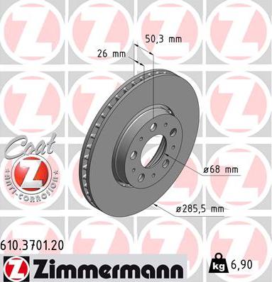 Zimmermann 610.3701.20 - Brake Disc car-mod.net
