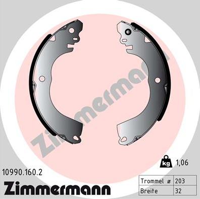 Zimmermann 10990.160.2 - Drum Brake Shoe Set car-mod.net