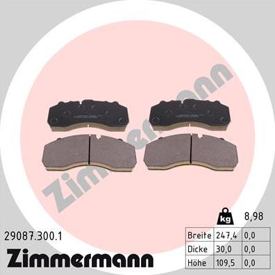 Zimmermann 29087.300.1 - Brake Pad Set, disc brake car-mod.net
