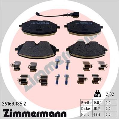 Zimmermann 26169.185.2 - Brake Pad Set, disc brake car-mod.net