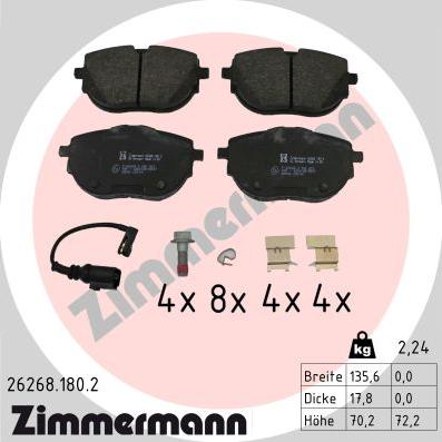 Zimmermann 26268.180.2 - Brake Pad Set, disc brake car-mod.net