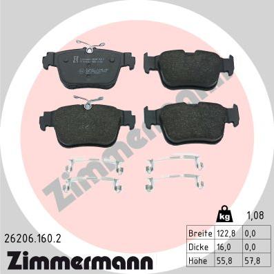 Zimmermann 26206.160.2 - Brake Pad Set, disc brake car-mod.net