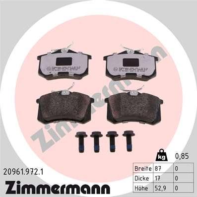 Zimmermann 20961.972.1 - Brake Pad Set, disc brake car-mod.net