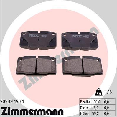 Zimmermann 20939.150.1 - Brake Pad Set, disc brake car-mod.net