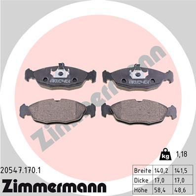 Zimmermann 20547.170.1 - Brake Pad Set, disc brake car-mod.net