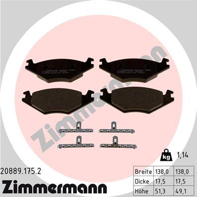 Zimmermann 20889.175.2 - Brake Pad Set, disc brake car-mod.net