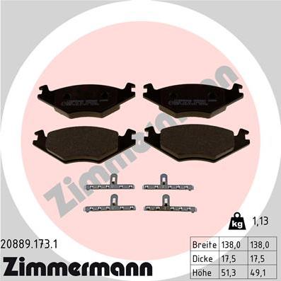 Zimmermann 20889.173.1 - Brake Pad Set, disc brake car-mod.net