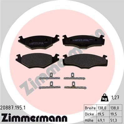 Zimmermann 20887.195.1 - Brake Pad Set, disc brake car-mod.net