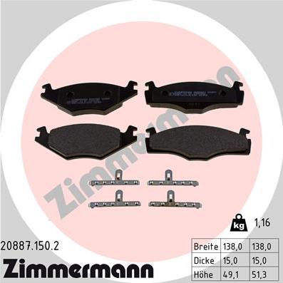 Zimmermann 20887.150.2 - Brake Pad Set, disc brake car-mod.net