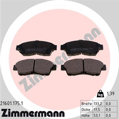 Zimmermann 21601.175.1 - Brake Pad Set, disc brake car-mod.net