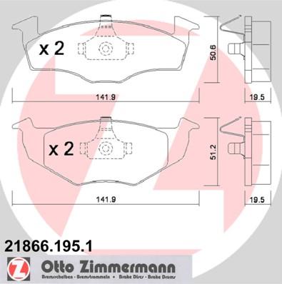 Zimmermann 21866.195.1 - Brake Pad Set, disc brake car-mod.net