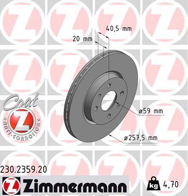 Zimmermann 230.2359.20 - Brake Disc car-mod.net