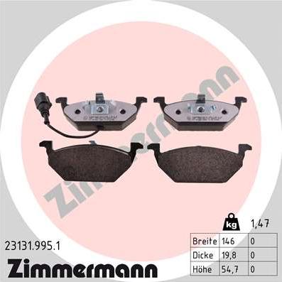 Zimmermann 23131.995.1 - Brake Pad Set, disc brake car-mod.net