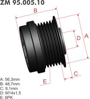 ZM ZM 95.005.10 - Pulley, alternator, freewheel clutch car-mod.net