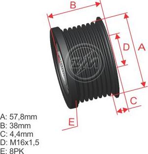 ZM ZM 96.000.09 - Pulley, alternator, freewheel clutch car-mod.net