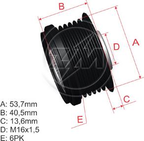 ZM ZM 96.003.02 - Pulley, alternator, freewheel clutch car-mod.net
