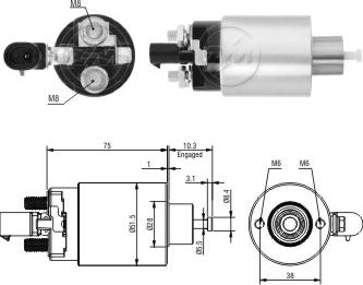 ZM ZM6695 - Solenoid Switch, starter car-mod.net